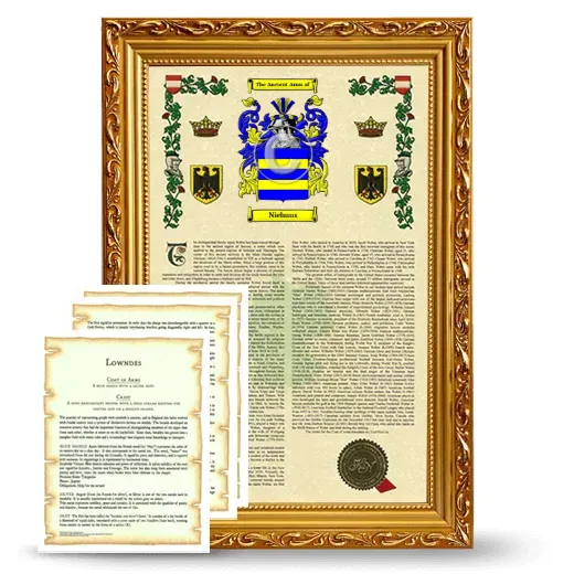Niehuus Framed Armorial History and Symbolism - Gold