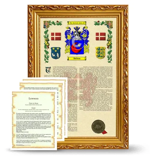 Nielsen Framed Armorial History and Symbolism - Gold