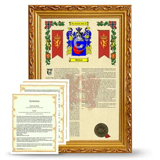 Nielsen Framed Armorial History and Symbolism - Gold