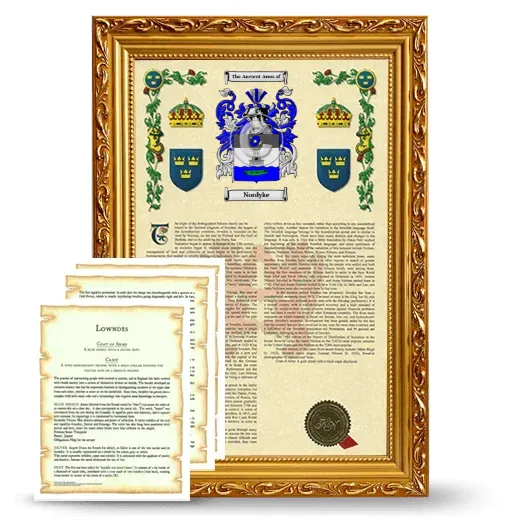 Nordyke Framed Armorial History and Symbolism - Gold