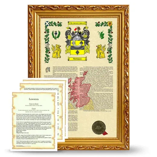 Nottman Framed Armorial History and Symbolism - Gold