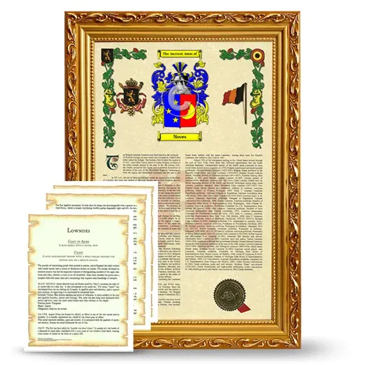 Noves Framed Armorial History and Symbolism - Gold