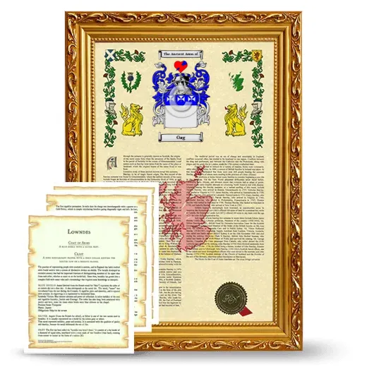 Oag Framed Armorial History and Symbolism - Gold