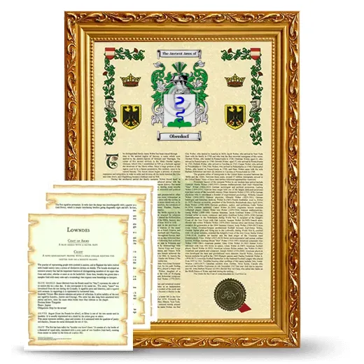 Oberdorf Framed Armorial History and Symbolism - Gold