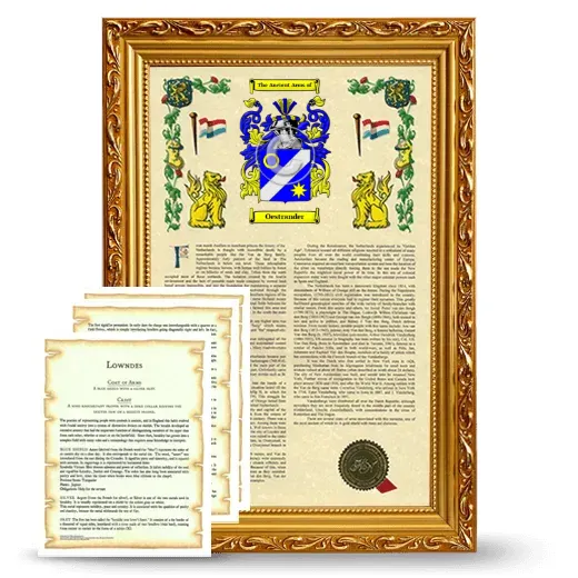 Oestrander Framed Armorial History and Symbolism - Gold