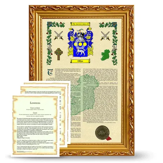 Oflyn Framed Armorial History and Symbolism - Gold