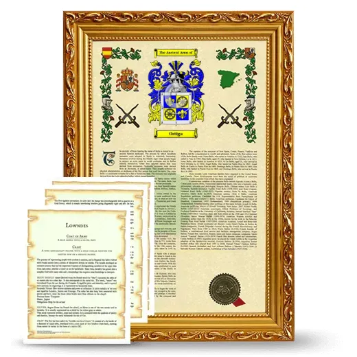 Ortiga Framed Armorial History and Symbolism - Gold
