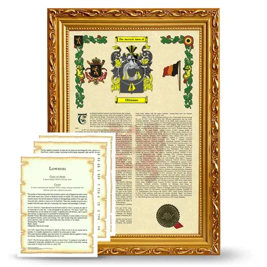 Otteson Framed Armorial History and Symbolism - Gold