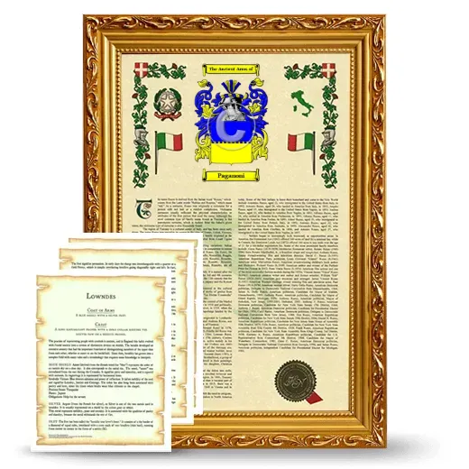Paganoni Framed Armorial History and Symbolism - Gold