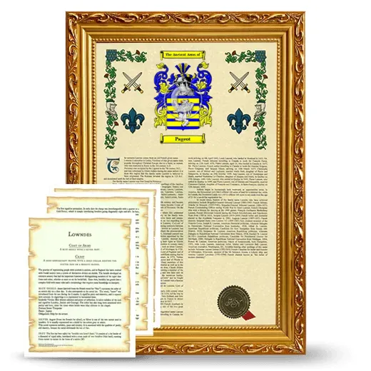 Pageot Framed Armorial History and Symbolism - Gold