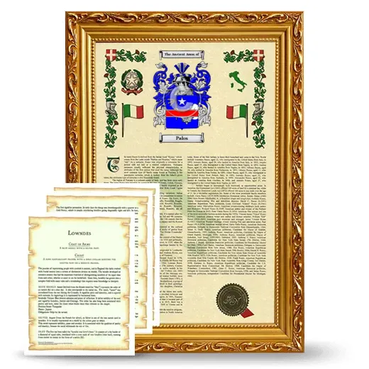 Palos Framed Armorial History and Symbolism - Gold