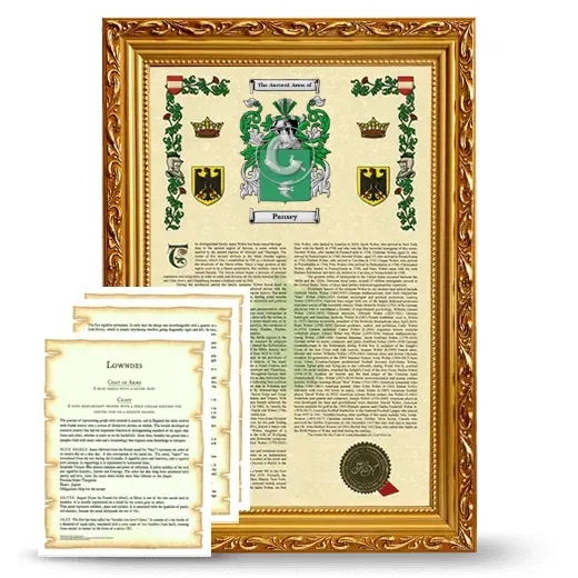 Pansey Framed Armorial History and Symbolism - Gold