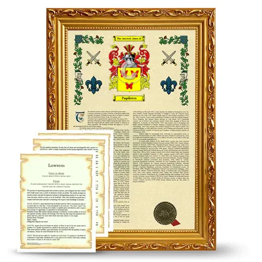 Papilotes Framed Armorial History and Symbolism - Gold