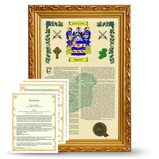 Papparde Framed Armorial History and Symbolism - Gold