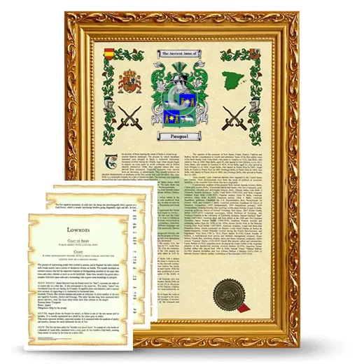 Pasqual Framed Armorial History and Symbolism - Gold