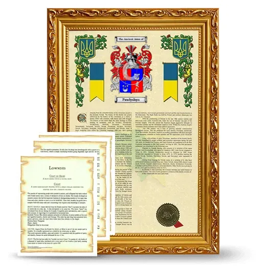 Pawlyshyn Framed Armorial History and Symbolism - Gold