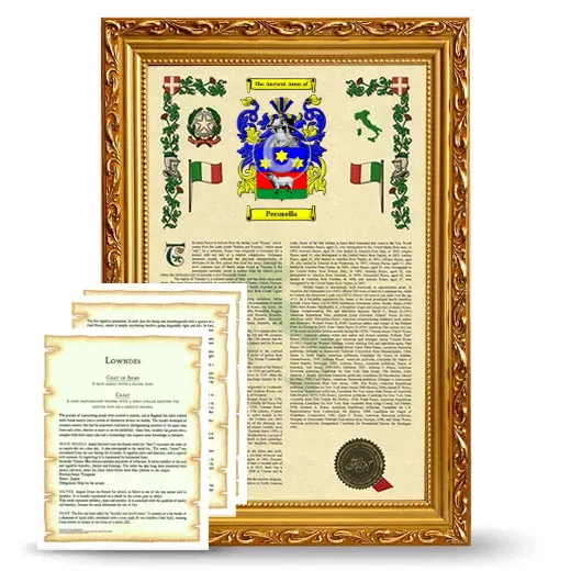 Pecorella Framed Armorial History and Symbolism - Gold