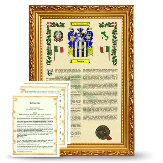 Pennes Framed Armorial History and Symbolism - Gold