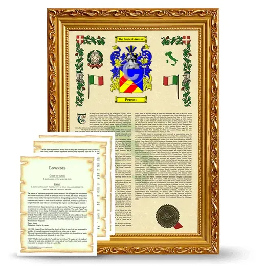 Percoto Framed Armorial History and Symbolism - Gold