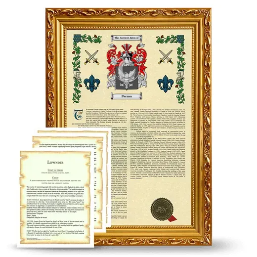 Perrau Framed Armorial History and Symbolism - Gold