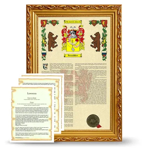 Petrashkov Framed Armorial History and Symbolism - Gold