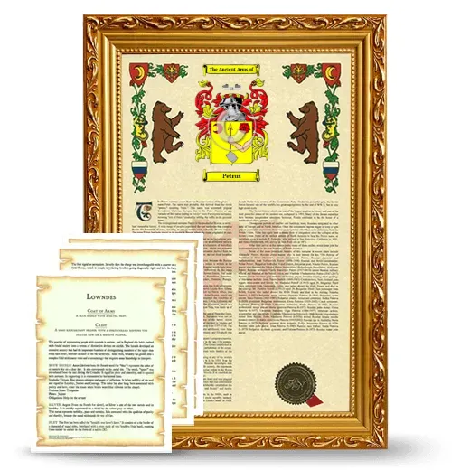 Petruš Framed Armorial History and Symbolism - Gold