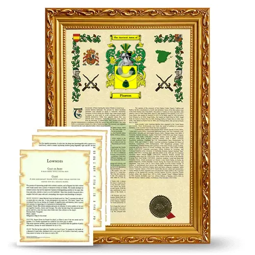 Pineros Framed Armorial History and Symbolism - Gold