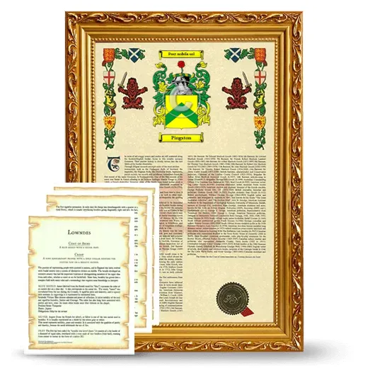 Pingston Framed Armorial History and Symbolism - Gold