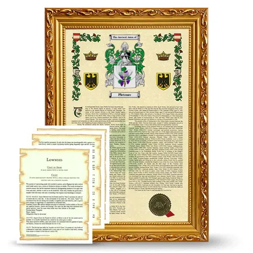 Pletener Framed Armorial History and Symbolism - Gold