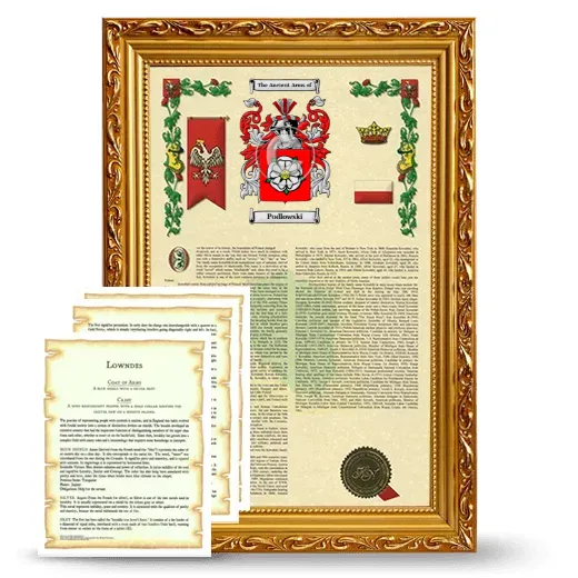 Podlowski Framed Armorial History and Symbolism - Gold