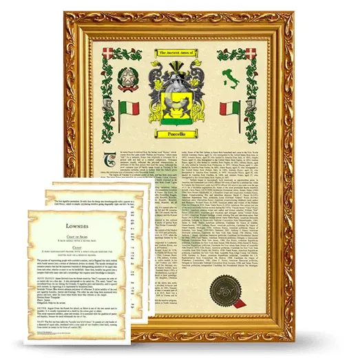 Porcello Framed Armorial History and Symbolism - Gold