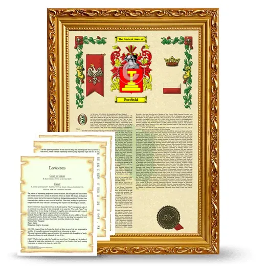 Porebski Framed Armorial History and Symbolism - Gold