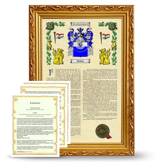 Posten Framed Armorial History and Symbolism - Gold