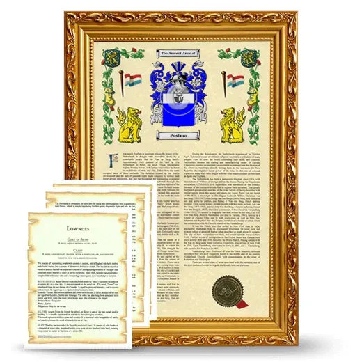Postma Framed Armorial History and Symbolism - Gold