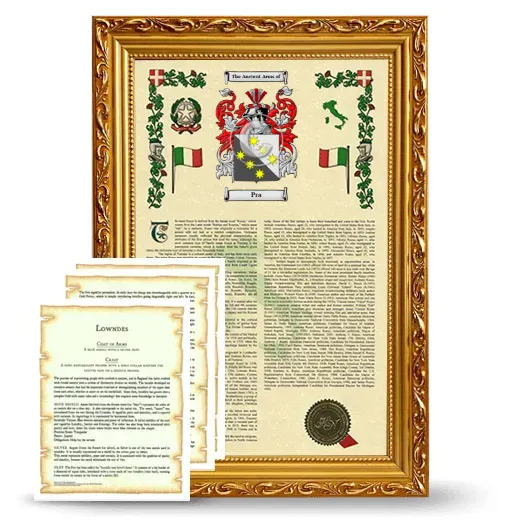 Pra Framed Armorial History and Symbolism - Gold