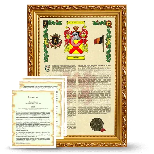 Preats Framed Armorial History and Symbolism - Gold