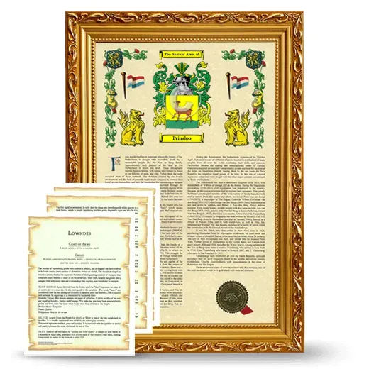 Prinsloo Framed Armorial History and Symbolism - Gold