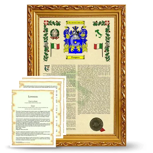 Prospera Framed Armorial History and Symbolism - Gold