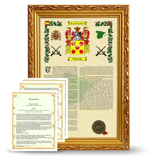Pumarejo Framed Armorial History and Symbolism - Gold