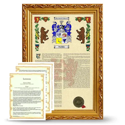 Pushkin Framed Armorial History and Symbolism - Gold