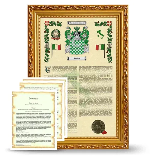 Radice Framed Armorial History and Symbolism - Gold