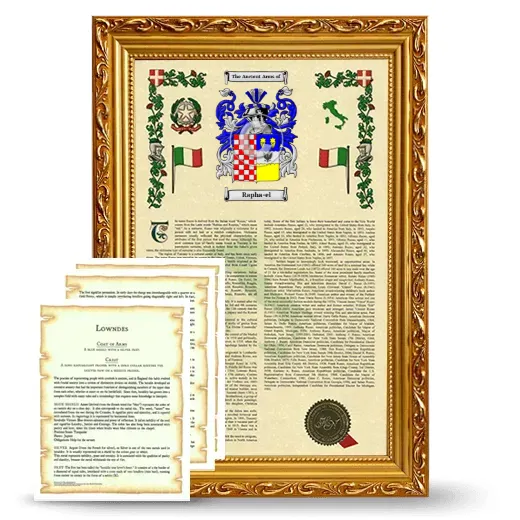 Rapha-el Framed Armorial History and Symbolism - Gold