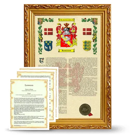 Rasmussen Framed Armorial History and Symbolism - Gold