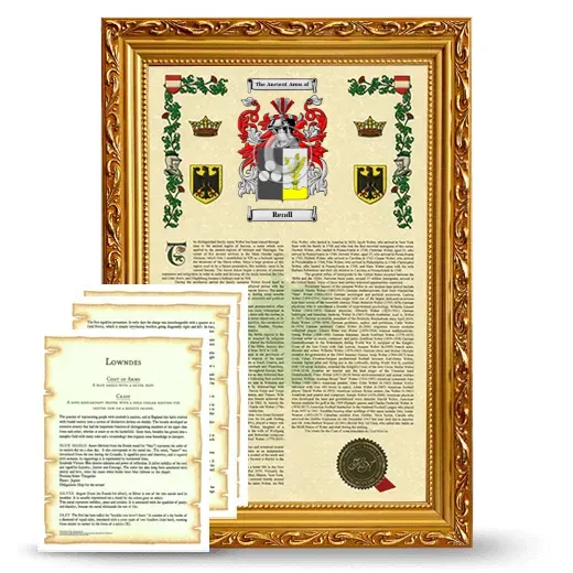 Rendl Framed Armorial History and Symbolism - Gold