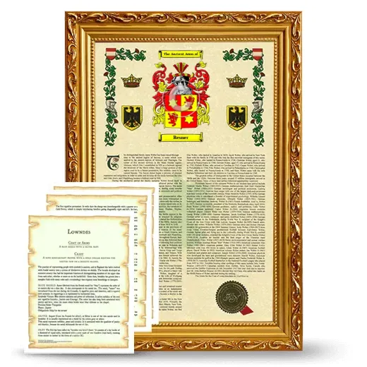 Resner Framed Armorial History and Symbolism - Gold