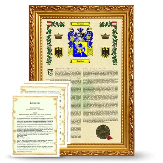 Reutier Framed Armorial History and Symbolism - Gold