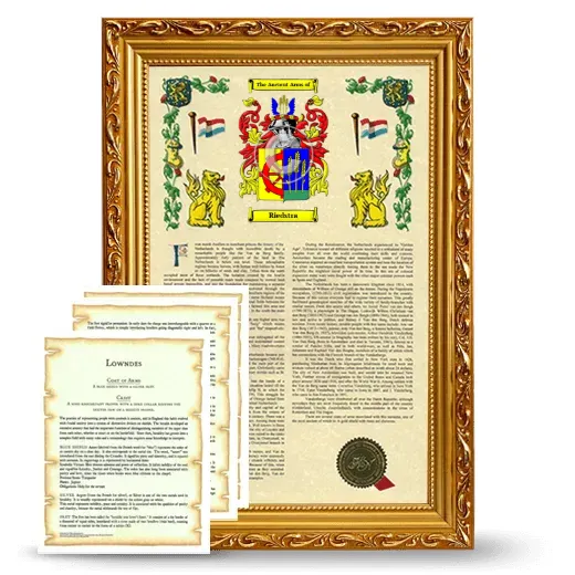 Riedstra Framed Armorial History and Symbolism - Gold