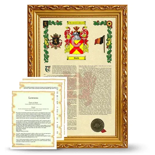 Rieth Framed Armorial History and Symbolism - Gold