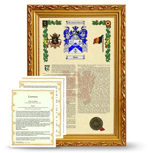 Rietz Framed Armorial History and Symbolism - Gold