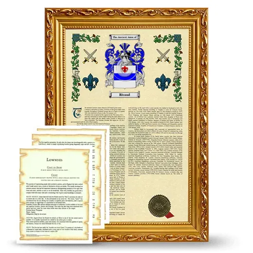 Rivaud Framed Armorial History and Symbolism - Gold